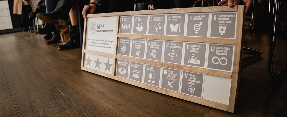 Instantané pris dans le cadre de la rencontre du réseau "École de la durabilité" - on y voit les "17 objectifs de développement durable"